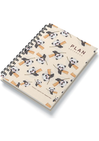 Deep Notebook Süresiz Planlayıcı Ajanda A5 Spiralli Pandalar Maskot Tasarım