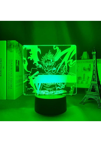 Anime Siyah Yonca Figürü 3D Gece Lambası Çocuk Hayranları Için, Uzaktan Kumanda ile Değişen 16 Renk, Çocuk Odası Dekoru, Şekil Manga Illusion LED Oyuncak Lamba Kız Erkek Noel Hediy (Yurt Dışından) modelleri