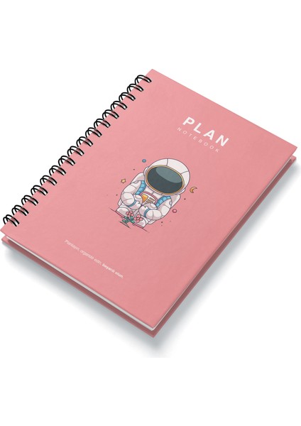 Deep Notebook Süresiz Planlayıcı Ajanda A5 Spiralli Oturan Astronot Uzay Tasarımı