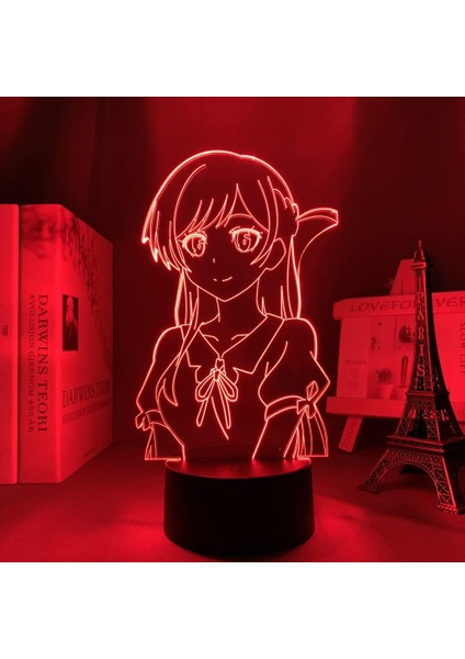 Anime Kanojo Okarishimasu Chizuru Ichinose Şekil 3D Gece Lambası Çocuklar Hayranlar Için, Uzaktan Kumanda ile Değişen 16 Renk, Çocuk Odası Dekoru, Şekil Manga Illusion LED Oyuncak (Yurt Dışından)