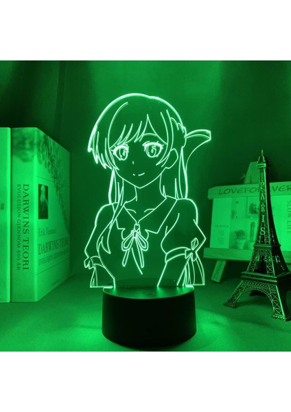 Anime Kanojo Okarishimasu Chizuru Ichinose Şekil 3D Gece Lambası Çocuklar Hayranlar Için, Uzaktan Kumanda ile Değişen 16 Renk, Çocuk Odası Dekoru, Şekil Manga Illusion LED Oyuncak (Yurt Dışından)