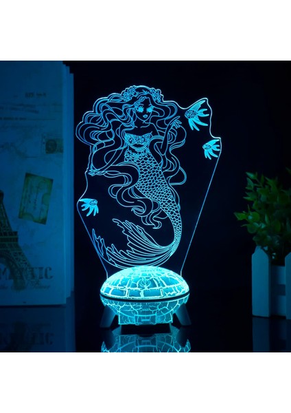 Anime Deniz Kızı Figürü 7/16 Renkli Uzaktan Kumanda Dokunmatik Anahtar Gece Lambası 3D Illusion Lamba Yatak Odası Dekoru Için USB Işık Atmosferi Başucu Lambaları Çocuk Doğum Günü N (Yurt Dışından) modelleri