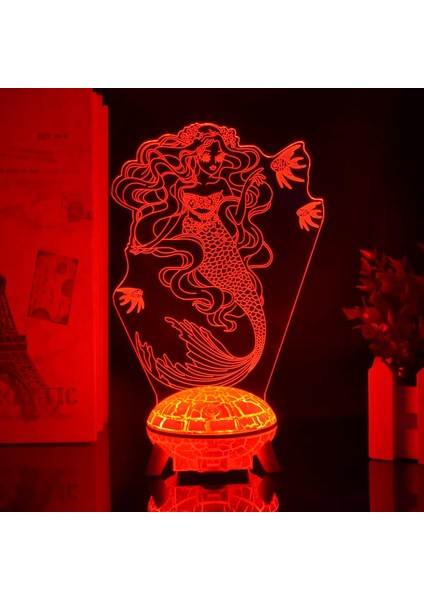 Anime Deniz Kızı Figürü 7/16 Renkli Uzaktan Kumanda Dokunmatik Anahtar Gece Lambası 3D Illusion Lamba Yatak Odası Dekoru Için USB Işık Atmosferi Başucu Lambaları Çocuk Doğum Günü N (Yurt Dışından) fırsatları