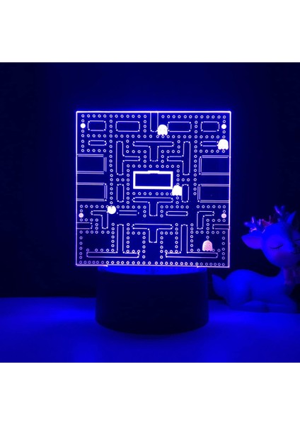 Oyun Pacman Şekil 3D Çocuklar Hayranları Için Gece Lambası, Uzaktan Kumanda ile Değişen 16 Renk, Çocuk Odası Dekoru, Manga Illusion LED Oyuncak Lamba Kız Erkek Çocuklar Için Noel H (Yurt Dışından)
