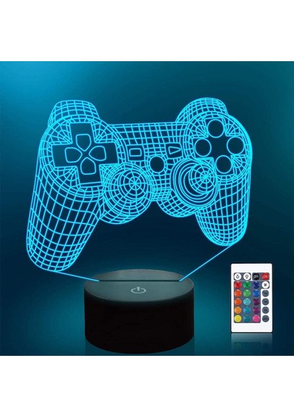 3D Gamepad Lambası Oyun Konsolu Gece Lambası Çocuklar Için 3D Illusion Lambası, Uzaktan Kumanda ile 16 Renk Değiştirme, Oyun Odası Oyuncu Hediyesi, Erkek Kız Çocuklar Için Noel Tat (Yurt Dışından)