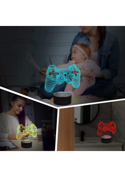 3D Gamepad Lambası Oyun Konsolu Gece Lambası Çocuklar Için 3D Illusion Lambası, Uzaktan Kumanda ile 16 Renk Değiştirme, Oyun Odası Oyuncu Hediyesi, Erkek Kız Çocuklar Için Noel Tat (Yurt Dışından) modelleri