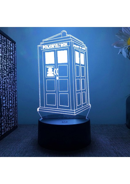 Doctor Who Call Box Şekil 3D Gece Lambası Çocuk Hayranları Için, Uzaktan Kumandayla Değişen 16 Renk, Çocuk Odası Dekoru, Şekil Manga Illusion LED Oyuncak Lamba Kız Erkek Çocuklar I (Yurt Dışından)