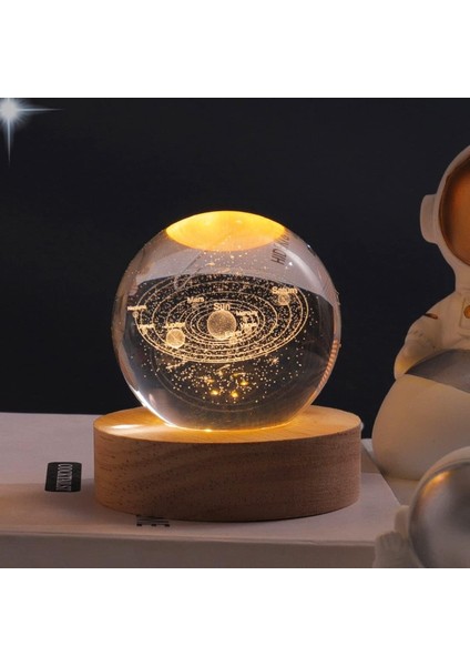 Çocuklar Için 3D Galaksi Kristal Küre Gece Lambası, Astronomi Gece Lambası, Yaratıcı 3D Parlayan Gezegensel Galaksi Astronot Topu Gece Şarj Edilebilir Başucu Gece Lambası Masa Üstü (Yurt Dışından)