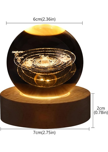 Çocuklar Için 3D Galaksi Kristal Küre Gece Lambası, Astronomi Gece Lambası, Yaratıcı 3D Parlayan Gezegensel Galaksi Astronot Topu Gece Şarj Edilebilir Başucu Gece Lambası Masa Üstü (Yurt Dışından)