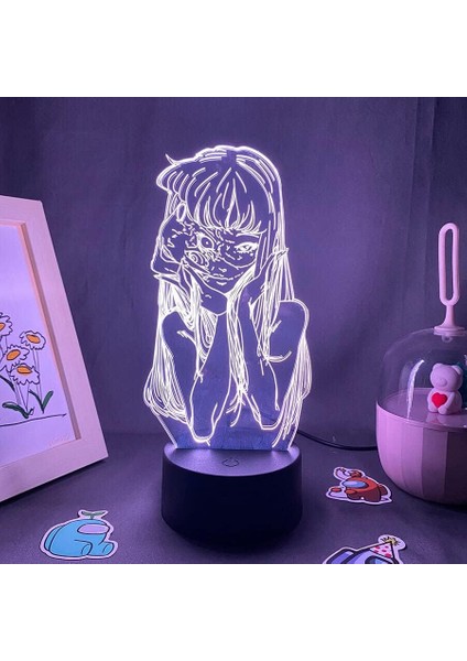 Anime Junji Ito Figür 3D Gece Lambası Çocuk Hayranları Için, Uzaktan Kumanda ile Değişen 16 Renk, Çocuk Odası Dekoru, Figür Manga Illusion LED Oyuncak Lamba Kız Erkek Çocuklar Için (Yurt Dışından)