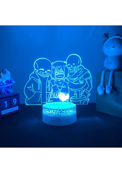 Oyun Undertale Şekil 3D Gece Lambası Çocuklar Hayranları Için, Uzaktan Kumanda ile Değişen 16 Renk, Çocuk Odası Dekoru, Manga Illusion LED Oyuncak Lamba Kız Erkek Çocuklar Için Noe (Yurt Dışından)