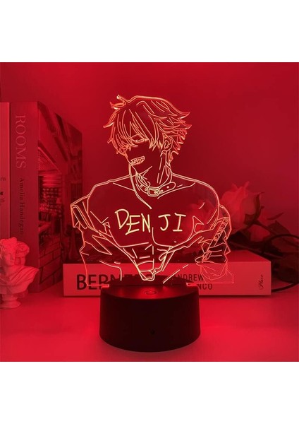 Anime Testere Adam Figürü 3D Çocuklar Hayranları Için Gece Lambası, Uzaktan Kumanda ile Değişen 16 Renk, Çocuk Odası Dekoru, Şekil Manga Illusion LED Oyuncak Lamba Kız Erkek Çocukl (Yurt Dışından)