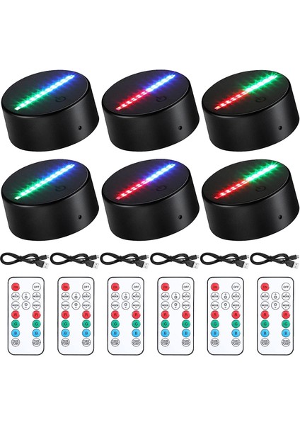 Adet 3D Gece Işığı Tabanı Uzaktan Kumanda ve USB Kablosu ile LED Gece Işığı Lambası Tabanı Çift Renkli Ekran Işıkları Düğün Cafe Restaurant Yatak Odası Oturma Odası Için Illusion L (Yurt Dışından)