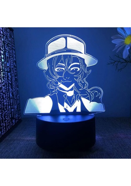 Anime Bungo Sokak Köpekleri Figür 3D Çocuk Hayranları Için Gece Işığı, Uzaktan Kumanda ile Değişen 16 Renk, Çocuk Odası Dekoru, Şekil Manga Illusion LED Oyuncak Lamba Kız Erkek Çoc (Yurt Dışından)