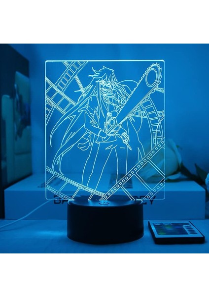 Testere Adam Hayranları Için 3D Gece Lambası-Optik Illüzyon LED Işıklar Uzaktan Kumanda ile 16 Renk Değişimi, Akı Hayakawa Anime Figürü Oyuncak Lamba Çocuklar Için Noel Hediyesi (S (Yurt Dışından)