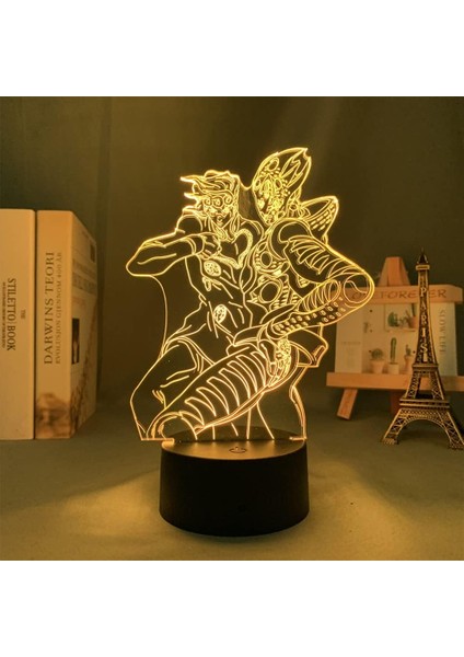 Anime Gece Lambası 3D Giorno Giovanna ve Altın Deneyimi Havalı Model Akrilik LED Illüzyon Lambası Uzaktan/dokunmatik Çok Renkli Kısılabilir USB Başucu Uyku Lambası Çocuklar Doğum G (Yurt Dışından)