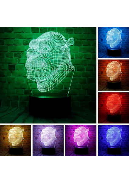 Sevimli Shrek Sonsuza Kadar Sonra Figürinler Anime Karakter 3D LED Optik Illüzyon Uzaktan Kumandalı Uyku Gece Lambası 7 Renkler Yatak Odası Dekoru Masa Lambası Çocuklar Için Doğum (Yurt Dışından)