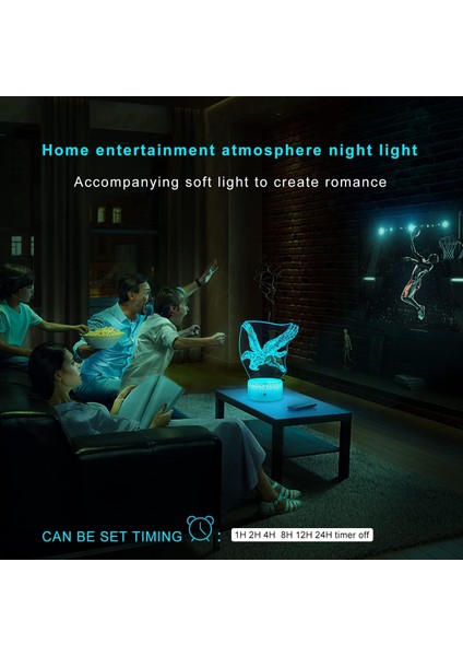 3D LED Illusion Gece Işığı Zamanlayıcılı Çocuklar Için Uzaktan Akıllı Dokunmatik 7 Renk Değiştirme Kısılabilir Masa Lambası Serin Oda Dekoru Yatak Odası Erkek Kız Için Başucu Lamba (Yurt Dışından)