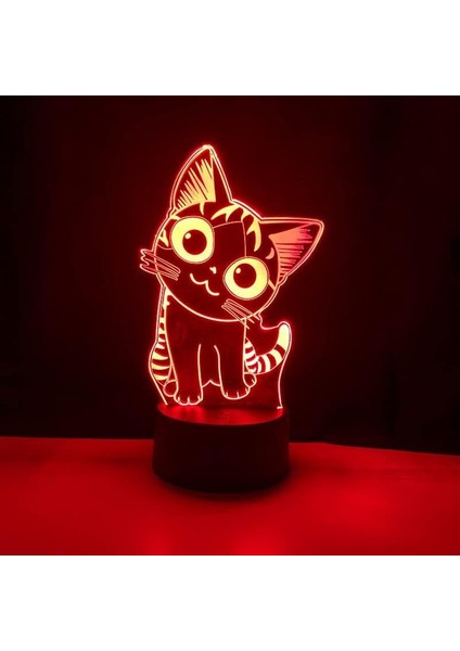 Çocuklar Hayranları Için Sevimli Kedi Figürü 3D Gece Lambası, Uzaktan Kumanda ile Değişen 16 Renk, Çocuk Odası Dekoru, Şekil Manga Illusion LED Oyuncak Lamba Kız Erkek Çocuklar Içi (Yurt Dışından)