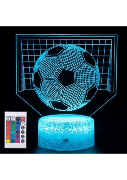 Çocuklar Için Futbol Gece Işığı 3D Illusion LED Lamba, 7 Renk + 16 Renk Uzaktan Kumanda ile Gradyan Değiştirme Akıllı Dokunmatik Masa Lambaları Dünya Kupası Futbol Oyuncakları, Erk (Yurt Dışından)