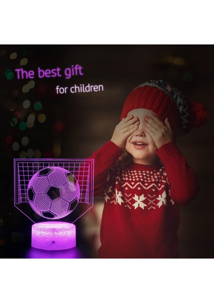 Çocuklar Için Futbol Gece Işığı 3D Illusion LED Lamba, 7 Renk + 16 Renk Uzaktan Kumanda ile Gradyan Değiştirme Akıllı Dokunmatik Masa Lambaları Dünya Kupası Futbol Oyuncakları, Erk (Yurt Dışından) modelleri