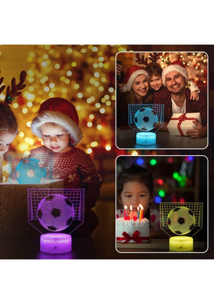 Çocuklar Için Futbol Gece Işığı 3D Illusion LED Lamba, 7 Renk + 16 Renk Uzaktan Kumanda ile Gradyan Değiştirme Akıllı Dokunmatik Masa Lambaları Dünya Kupası Futbol Oyuncakları, Erk (Yurt Dışından) fırsatları