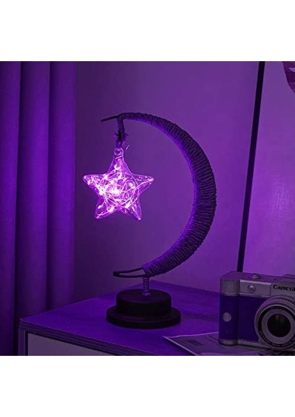 3D Büyülü Ay Lambası, 2023 Yeni Sihirli Ay Gece Lambası LED Galaksi Lambası, Ev Dekorasyonu Için El Yapımı Ferforje Gece Lambası Masa Lambası Tatil Doğum Günü Hediyesi (Pentagram-M (Yurt Dışından)