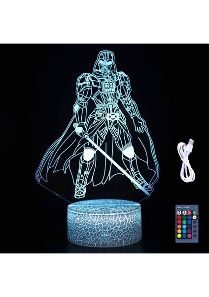 Sevimli Star Wars B Darth Vader Anime Karakter 3D LED Optik Illüzyon Uzaktan Kumandalı Uyku Gece Lambası 7 Renkler Yatak Odası Dekoru Masa Lambası Çocuklar Için Doğum Günü Noel Hed (Yurt Dışından)