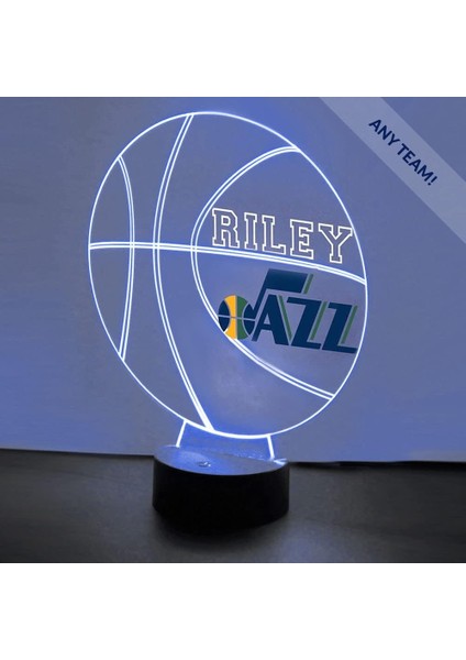 Utah Basketbol Caz Spor Gece Işığı Masa Masa Lambası Spor Kask LED El Yapımı Uzaktan Kumanda ile Kişiselleştirilmiş Büyük Hediye (Yurt Dışından)