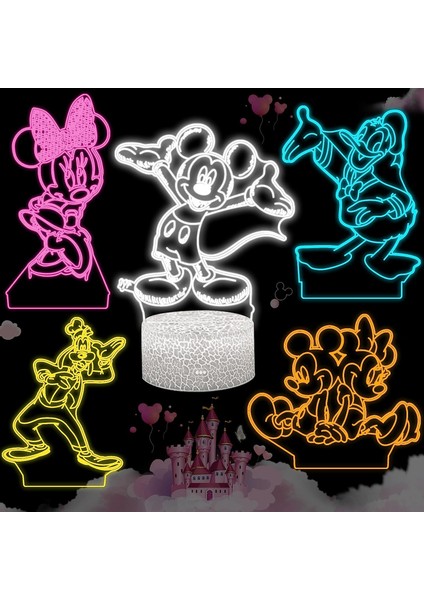 In 1 Set Fare Karikatür 3D Gece Lambası, 5 Adet Fare Desen Lamba Hediye Seti, Uzaktan Kumanda ile 16 Renk Değişimi Başucu Lambası, Çocuklar Için Doğum Günü Noel Hediyeleri Erkek Kı (Yurt Dışından)