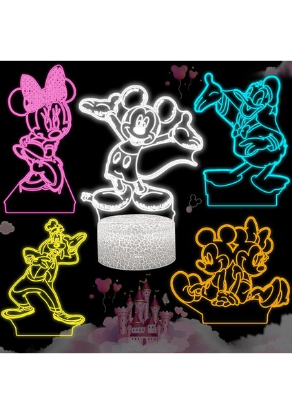 In 1 Set Fare Karikatür 3D Gece Lambası, 5 Adet Fare Desen Lamba Hediye Seti, Uzaktan Kumanda ile 16 Renk Değişimi Başucu Lambası, Çocuklar Için Doğum Günü Noel Hediyeleri Erkek Kı (Yurt Dışından) indirimleri