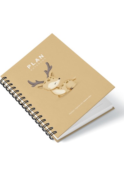 Deep Notebook Süresiz Planlayıcı Ajanda A5 Spiralli Geyik Maskot Tasarımı