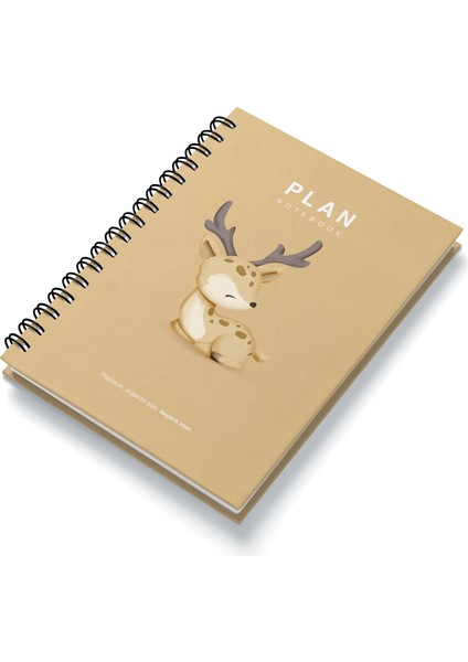 Deep Notebook Süresiz Planlayıcı Ajanda A5 Spiralli Geyik Maskot Tasarımı