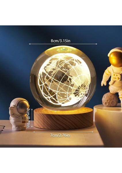 Ahşap Tabanlı 3D Küre Kristal Top Şarj Edilebilir Kristal Top Işık Oyulmuş Kristal Top Lambası Parlayan Küre Kristal Küre Taşınabilir Kristal LED Gece Işığı Ev Masası Için Başucu G (Yurt Dışından)