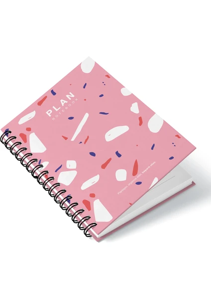 Deep Notebook Süresiz Planlayıcı Ajanda A5 Spiralli Pembe Grafik Renkli Tasarım