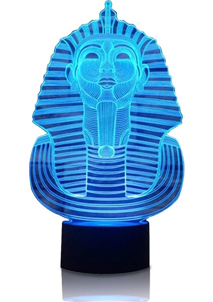Firavun 3D Gece Işığı Lambası - Optik Illüzyon Lambası Mısır Dekoru LED Işık 3D Hologram Projektör - Küçük Dokunmatik Lambalı 7 Renk Değiştirme Lambası - Küçük Masa Lambası Erkekle (Yurt Dışından)
