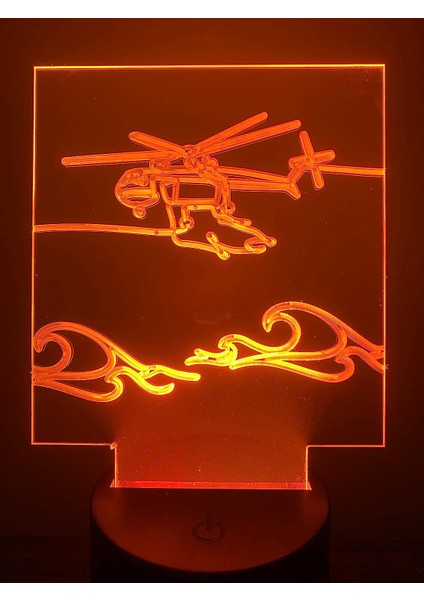 3D Gece LED Işık Lamba Altlığı - Akrilik Sky Crane Helikopter Işık Göstergesi, 12 Renk Seçeneği, Uzaktan Kumandalı, USB Konnektörlü, Enerji Tasarruflu. Lamba, Çocuklar ve Yetişkinl (Yurt Dışından)