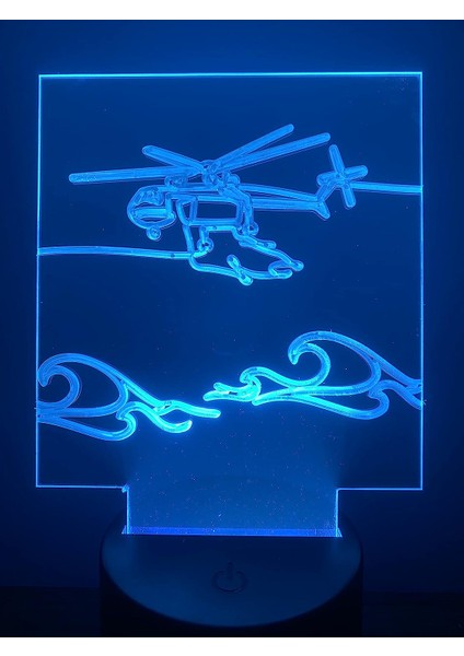 3D Gece LED Işık Lamba Altlığı - Akrilik Sky Crane Helikopter Işık Göstergesi, 12 Renk Seçeneği, Uzaktan Kumandalı, USB Konnektörlü, Enerji Tasarruflu. Lamba, Çocuklar ve Yetişkinl (Yurt Dışından)