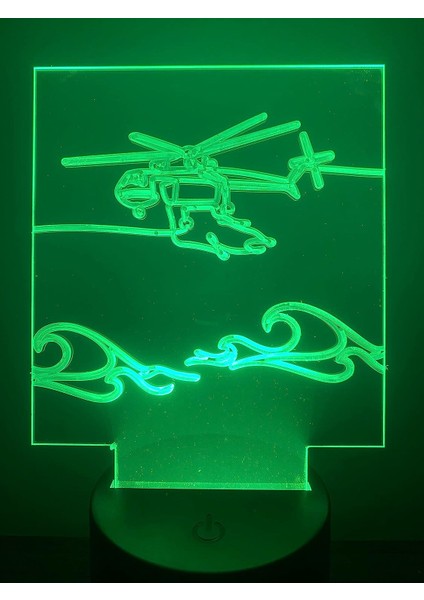 3D Gece LED Işık Lamba Altlığı - Akrilik Sky Crane Helikopter Işık Göstergesi, 12 Renk Seçeneği, Uzaktan Kumandalı, USB Konnektörlü, Enerji Tasarruflu. Lamba, Çocuklar ve Yetişkinl (Yurt Dışından)