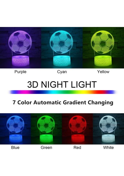 7 Renk 3D Illusion Işık Lambası Otomatik Kademeli Değişen 3D Gece Lambası | Akıllı Dokunuşlu ve USB Kablolu Ev Odası Dekorasyonu Masa Lambası | Yetişkin Erkekler Kızlar Için Noel D (Yurt Dışından) modelleri