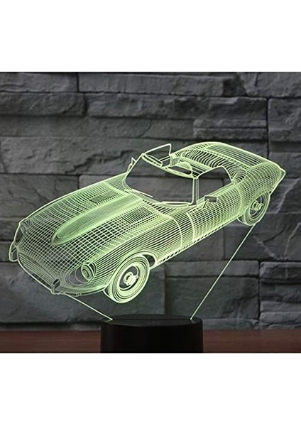 Çocuklar Için Gece Lambası, 3D Illüzyon Gece Lambası, Renk Değişimi Gece Lambası 3D LED Gece Lambası Roadster, 7 Renkli Işık, Ev Dekoru Işıkları Için Inanılmaz Görsel Illüzyon (Yurt Dışından)