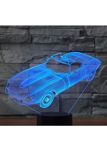 Çocuklar Için Gece Lambası, 3D Illüzyon Gece Lambası, Renk Değişimi Gece Lambası 3D LED Gece Lambası Roadster, 7 Renkli Işık, Ev Dekoru Işıkları Için Inanılmaz Görsel Illüzyon (Yurt Dışından)