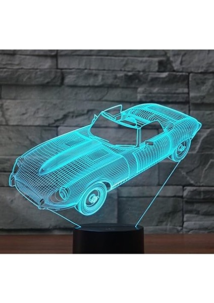 Çocuklar Için Gece Lambası, 3D Illüzyon Gece Lambası, Renk Değişimi Gece Lambası 3D LED Gece Lambası Roadster, 7 Renkli Işık, Ev Dekoru Işıkları Için Inanılmaz Görsel Illüzyon (Yurt Dışından)