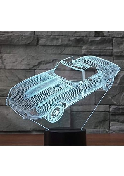 Çocuklar Için Gece Lambası, 3D Illüzyon Gece Lambası, Renk Değişimi Gece Lambası 3D LED Gece Lambası Roadster, 7 Renkli Işık, Ev Dekoru Işıkları Için Inanılmaz Görsel Illüzyon (Yurt Dışından)