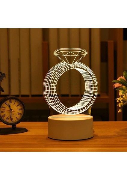 1 Adet Romantik Aşk 3D Akrilik Ev Için LED Lamba Çocuk Gece Lambası Masa Lambası Doğum Günü Partisi Dekoru Sevgililer Günü Başucu Lambası (Renk : USB Sıcak Beyaz, Renk Yayan : Zhua (Yurt Dışından)