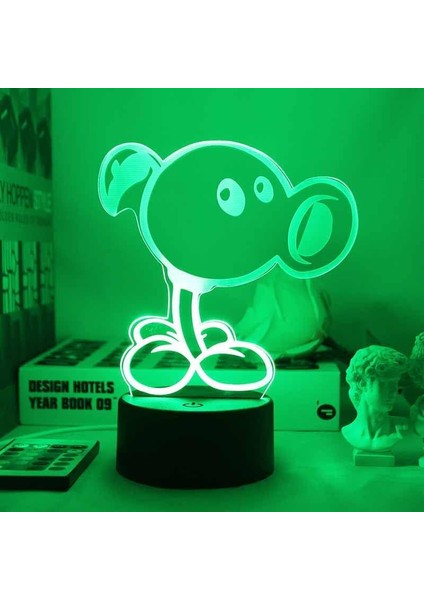 Plants Vs Zombies 3D Illusion Lambası Gece Işığı LED Anime Peashooter Ayçiçeği Figürü Aksiyon Figürü Dokunmatik 7 /16 Renkler Masa Lambası Erkek / Kız / Hayranlar Için Ev Dekorasyo (Yurt Dışından)