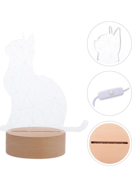 LED Masa Lambası 3D Illusion Gece Işıkları LED Kedi Şekilli Illusion Lambası Sevimli Neon Gece Işıkları Çocuklar Yatak Odası Oturma Odası Fotoğrafçılığı Için Başucu Atmosfer Işığı (Yurt Dışından)