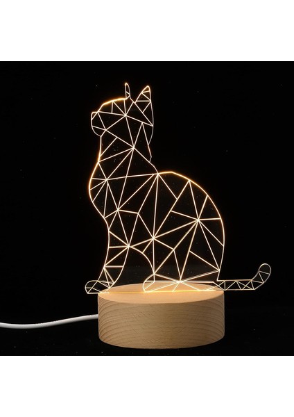 LED Masa Lambası 3D Illusion Gece Işıkları LED Kedi Şekilli Illusion Lambası Sevimli Neon Gece Işıkları Çocuklar Yatak Odası Oturma Odası Fotoğrafçılığı Için Başucu Atmosfer Işığı (Yurt Dışından)