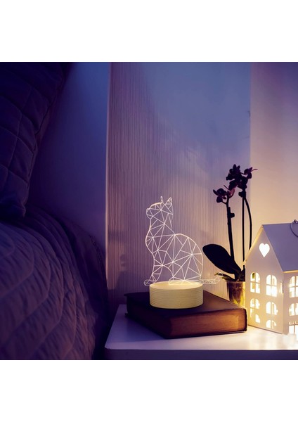 LED Masa Lambası 3D Illusion Gece Işıkları LED Kedi Şekilli Illusion Lambası Sevimli Neon Gece Işıkları Çocuklar Yatak Odası Oturma Odası Fotoğrafçılığı Için Başucu Atmosfer Işığı (Yurt Dışından)