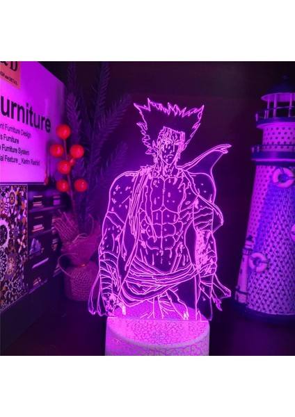 Anime One Punch Man Figürü 3D Gece Lambası Çocuk Hayranları Için, Uzaktan Kumanda ile Değişen 16 Renk, Çocuk Odası Dekoru, Şekil Manga Illusion LED Oyuncak Lamba Kız Erkek Noel Hed (Yurt Dışından)